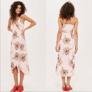 Topshop floral pink wrap dress